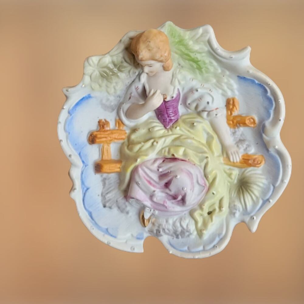 Vintage 3D Wall Art by Chase Victorian Lady Hand Painted Made in Japan